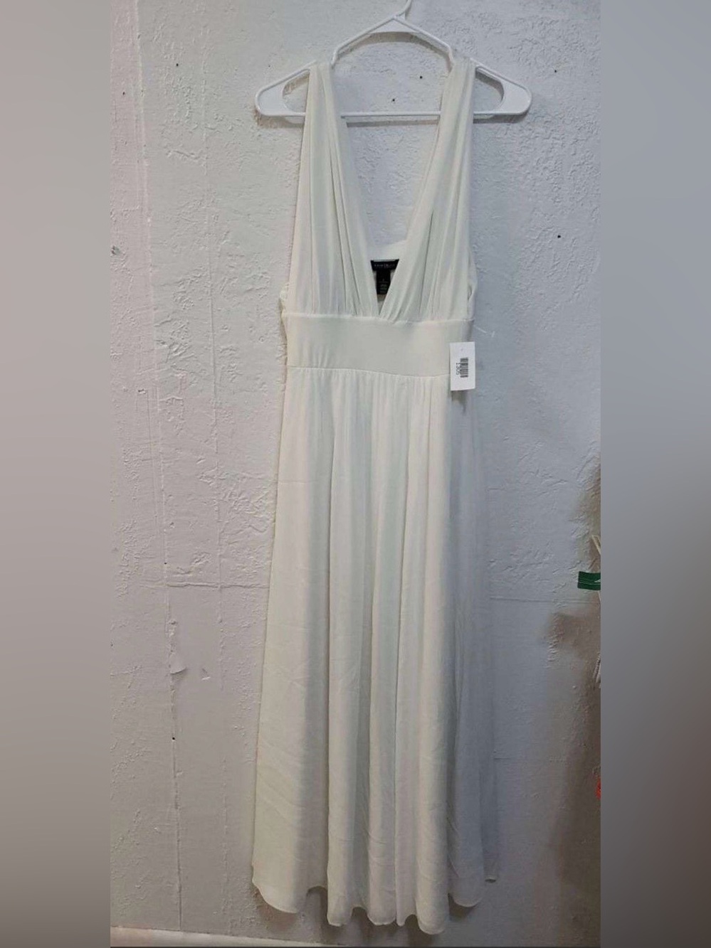 White House Black Market Full Length Halter-Style White Dress, Lined Size 8